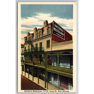 Postcard Louisiana New Orleans Antoine's Restaurant Oldest French Linen c1940s